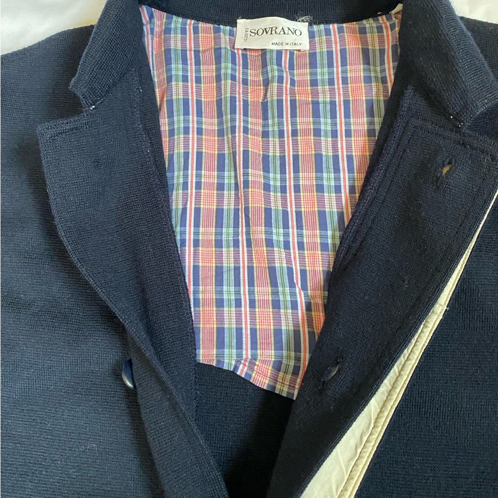 Mens Navy Wool Cardigan Button Front Medium Eclectic Grandpa Preppy Academia - Picture 12 of 16